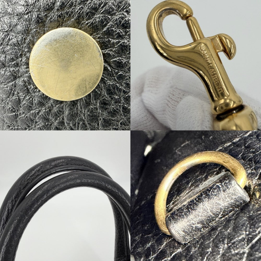 SAINT LAURENT PARIS サンローランパリ 2WAY サックドジュール ナノ ハンドバッグ ショルダーバッグ 392035 レザー ブラック 黒 シルバー金具 レディース【中古品】
