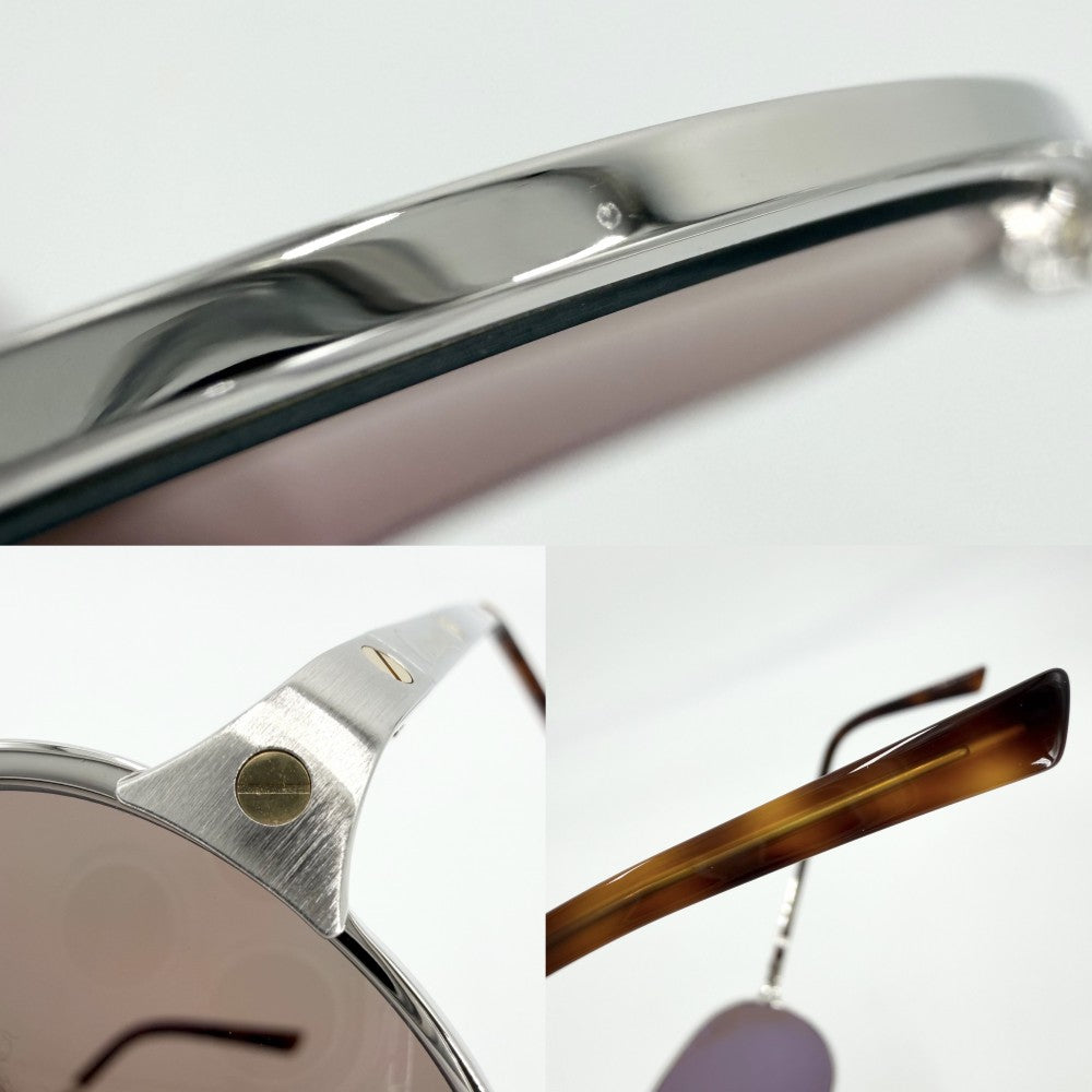 CARTIER カルティエ サングラス サントス 眼鏡 アイウェア ティアドロップ ファッションアイテム プラスチック ブラウン 茶 シルバー金具 メンズ【中古品】