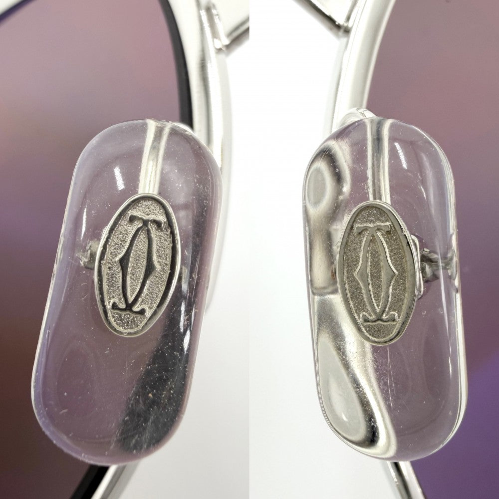 CARTIER カルティエ サングラス サントス 眼鏡 アイウェア ティアドロップ ファッションアイテム プラスチック ブラウン 茶 シルバー金具 メンズ【中古品】