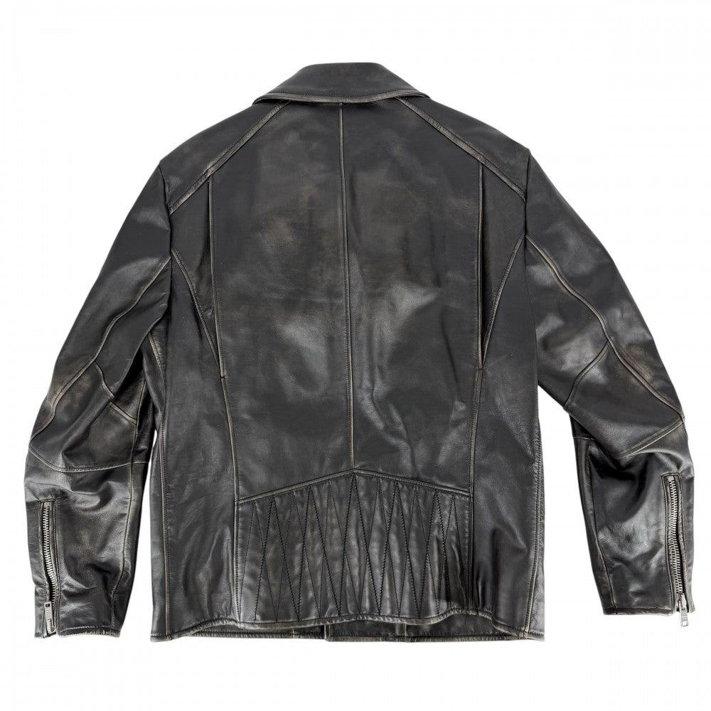 PRADA プラダ ライダースジャケット レザージャケット アウター ブルゾン アパレル 服 50 ブラウン系 シルバー金具 春 秋 牛革 メンズ【中古品】