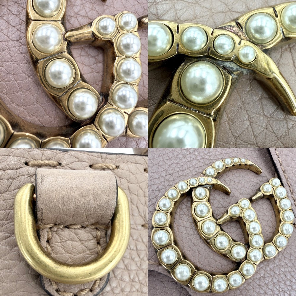 GUCCI グッチ 2WAY GGマーモント ハンドバッグ ショルダーバッグ 442622 レザー ピンクベージュ ゴールド金具 レディース【中古品】