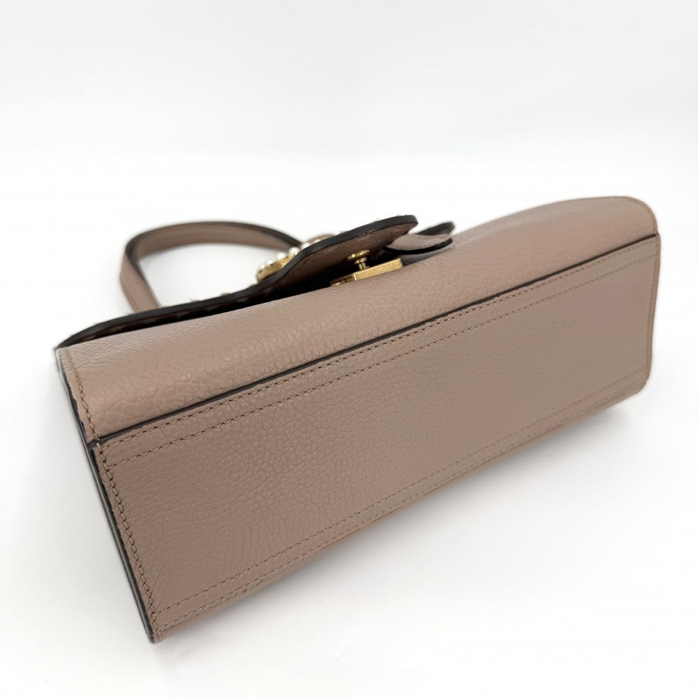 GUCCI グッチ 2WAY GGマーモント ハンドバッグ ショルダーバッグ 442622 レザー ピンクベージュ ゴールド金具 レディース【中古品】