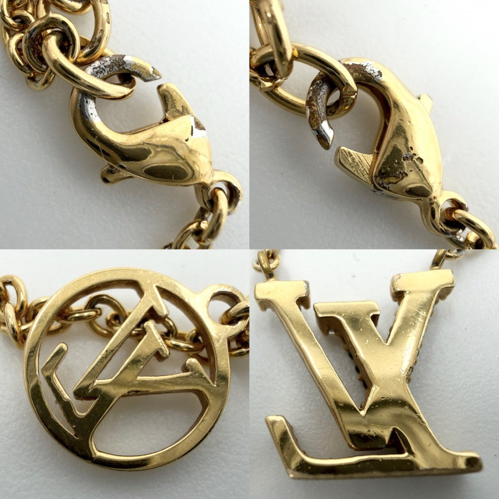 LOUIS VUITTON ルイヴィトン ネックレス LV アイコニック アクセサリー ペンダント ラインストーン M00596 ゴールド レディース 約6.3g【中古品】