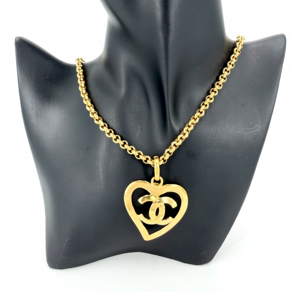 CHANEL シャネル ネックレス ココマーク ハート アクセサリー ヴィンテージ　 チェーン GP ゴールド レディース 約50.0g 1995年【中古品】