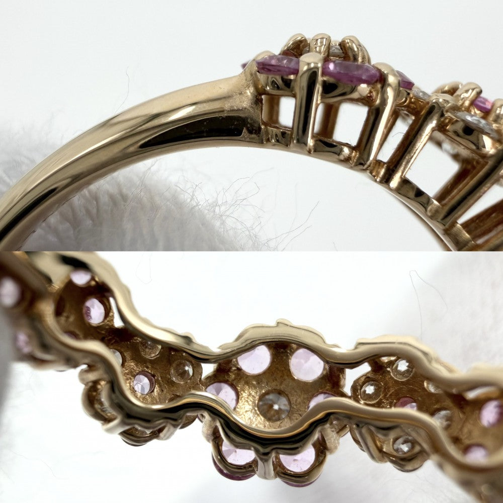 Ponte Vecchio ポンテヴェキオ 指輪 フラワーモチーフ ジュエリー アクセサリー Au750 18金PG K18ピンクゴールド ダイヤモンド0.27ct 約12号 ピンク レディース 約3.2g【中古品】