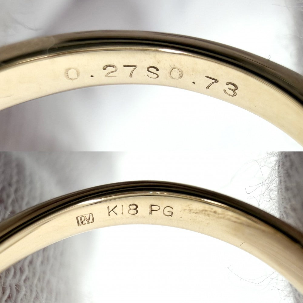 Ponte Vecchio ポンテヴェキオ 指輪 フラワーモチーフ ジュエリー アクセサリー Au750 18金PG K18ピンクゴールド ダイヤモンド0.27ct 約12号 ピンク レディース 約3.2g【中古品】