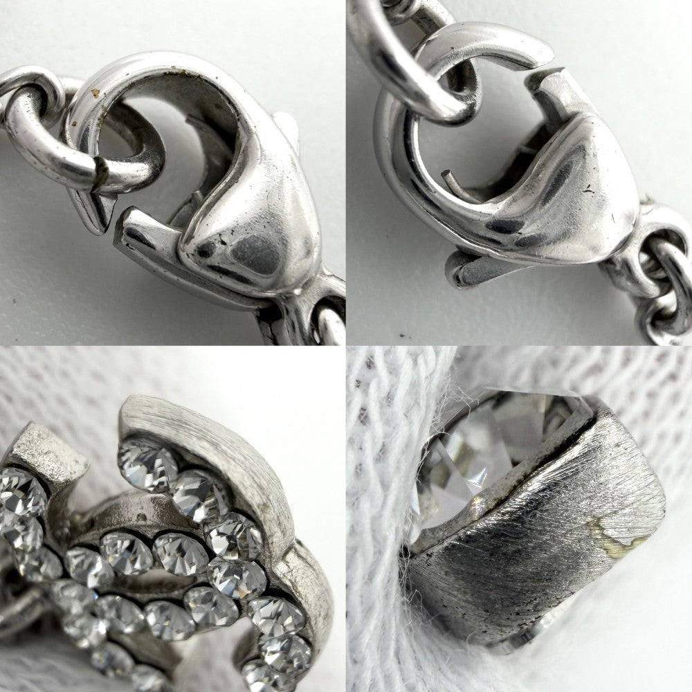CHANEL シャネル ネックレス ハート ココマーク アクセサリー ラインストーン 08P シルバー レディース 約4.9g 2008年【中古品】