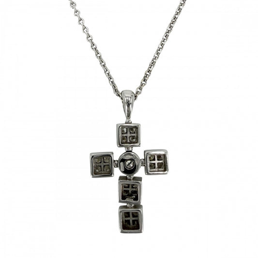 BVLGARI ブルガリ ネックレス ルチア ラテンクロス ペンダント アクセサリー Au750 18金WG K18ホワイトゴールド メンズ 約12.1g【中古品】