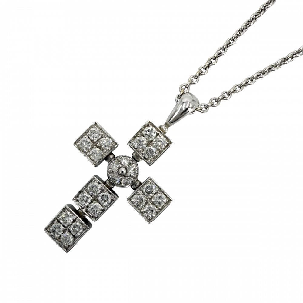 BVLGARI ブルガリ ネックレス ルチア ラテンクロス ペンダント アクセサリー Au750 18金WG K18ホワイトゴールド メンズ 約12.1g【中古品】