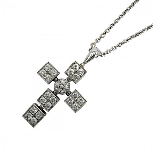 BVLGARI ブルガリ ネックレス ルチア ラテンクロス ペンダント アクセサリー Au750 18金WG K18ホワイトゴールド メンズ 約12.1g【中古品】