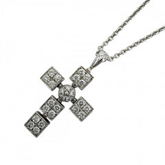 BVLGARI ブルガリ ネックレス ルチア ラテンクロス ペンダント アクセサリー Au750 18金WG K18ホワイトゴールド メンズ 約12.1g【中古品】