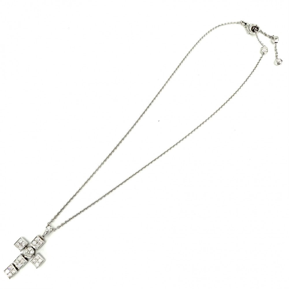 BVLGARI ブルガリ ネックレス ルチア ラテンクロス ペンダント アクセサリー Au750 18金WG K18ホワイトゴールド メンズ 約12.1g【中古品】
