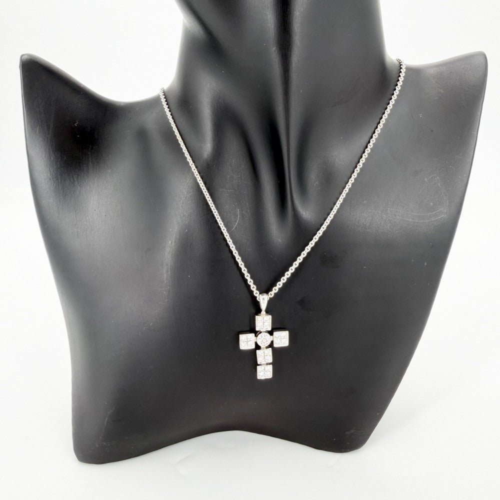 BVLGARI ブルガリ ネックレス ルチア ラテンクロス ペンダント アクセサリー Au750 18金WG K18ホワイトゴールド メンズ 約12.1g【中古品】