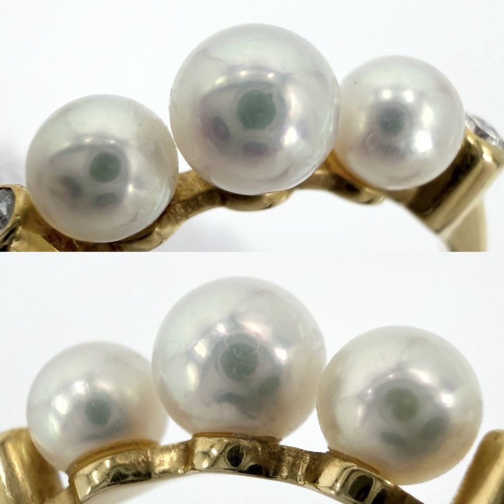 MIKIMOTO ミキモト 指輪 ジュエリー アクセサリー 18金YG Au750 真珠 K18イエローゴールド パール0.4mm～0.5mm 約10.5号 レディース 約2.1g【中古品】