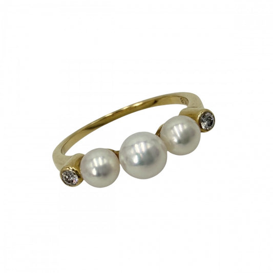 MIKIMOTO ミキモト 指輪 ジュエリー アクセサリー 18金YG Au750 真珠 K18イエローゴールド パール0.4mm～0.5mm 約10.5号 レディース 約2.1g【中古品】