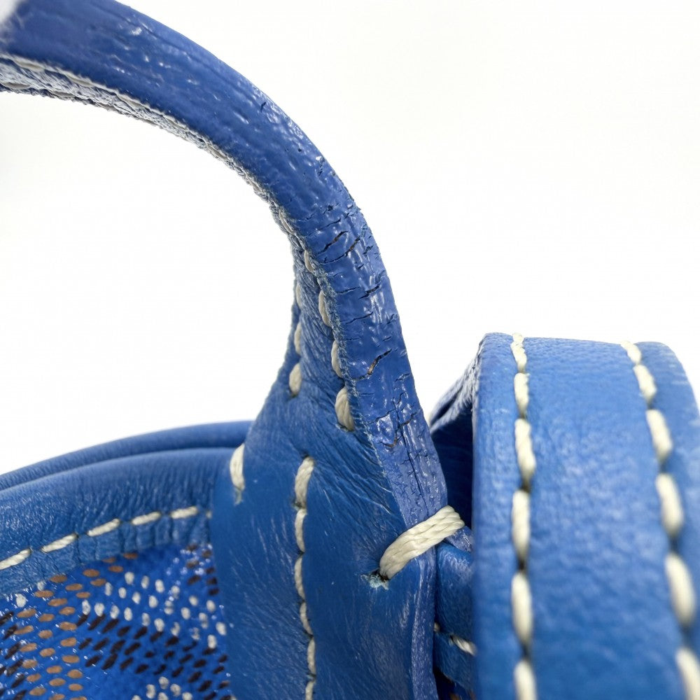GOYARD ゴヤール トートバッグ サンルイGM ハンドバッグ ポーチ付き コーティングキャンバス レザー ブルー 青 シルバー金具 レディース【中古品】