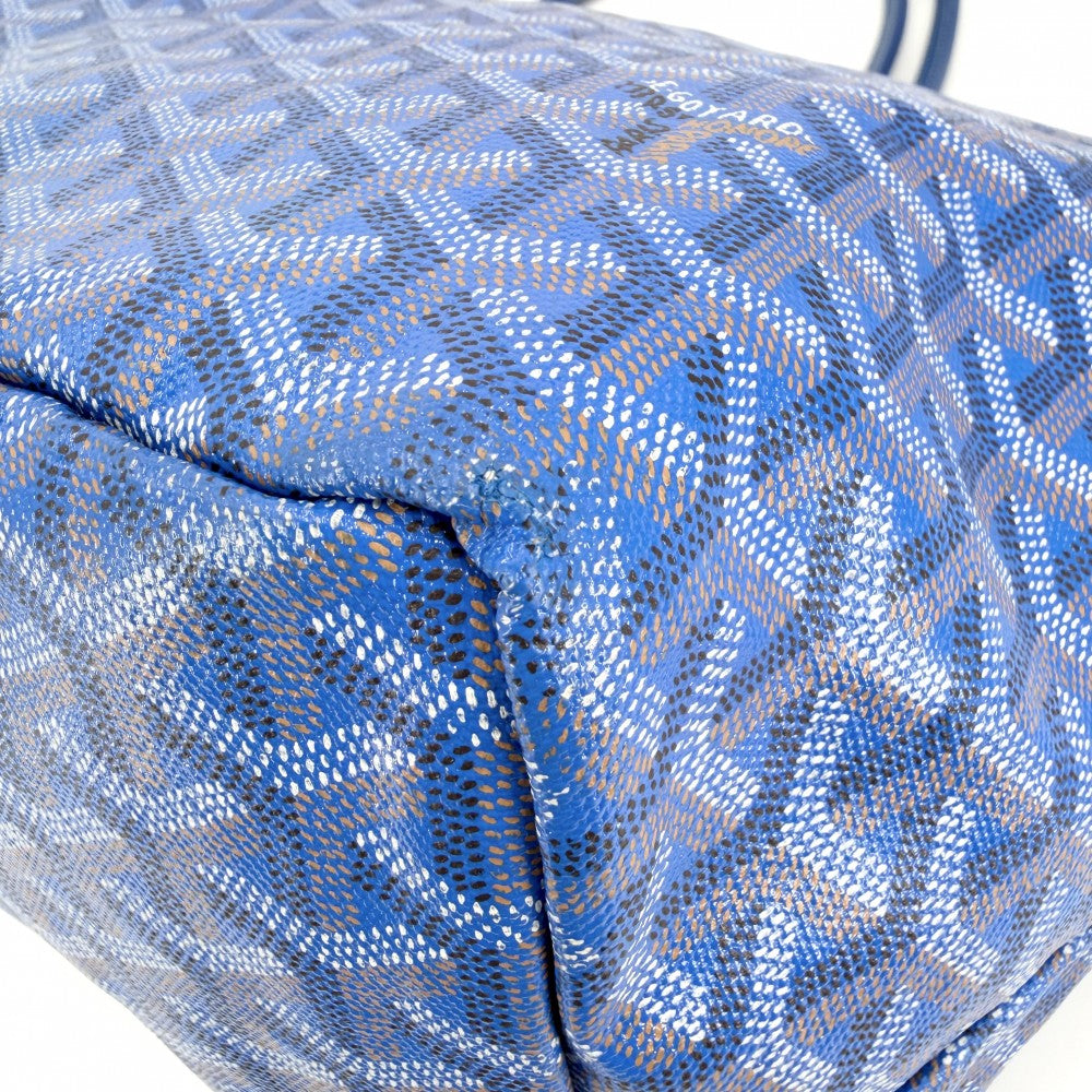 GOYARD ゴヤール トートバッグ サンルイGM ハンドバッグ ポーチ付き コーティングキャンバス レザー ブルー 青 シルバー金具 レディース【中古品】