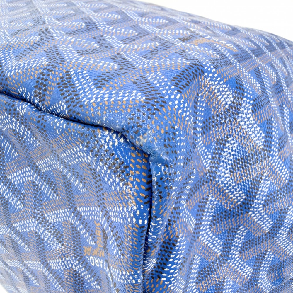 GOYARD ゴヤール トートバッグ サンルイGM ハンドバッグ ポーチ付き コーティングキャンバス レザー ブルー 青 シルバー金具 レディース【中古品】