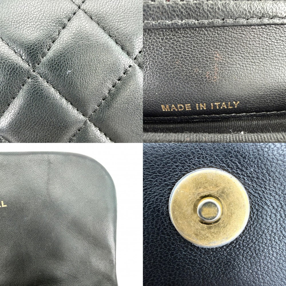 CHANEL シャネル ショルダーバッグ マトラッセ ココマーク チェーンショルダー ポシェット ラムスキン ブラック 黒 マットゴールド金具 レディース【中古品】