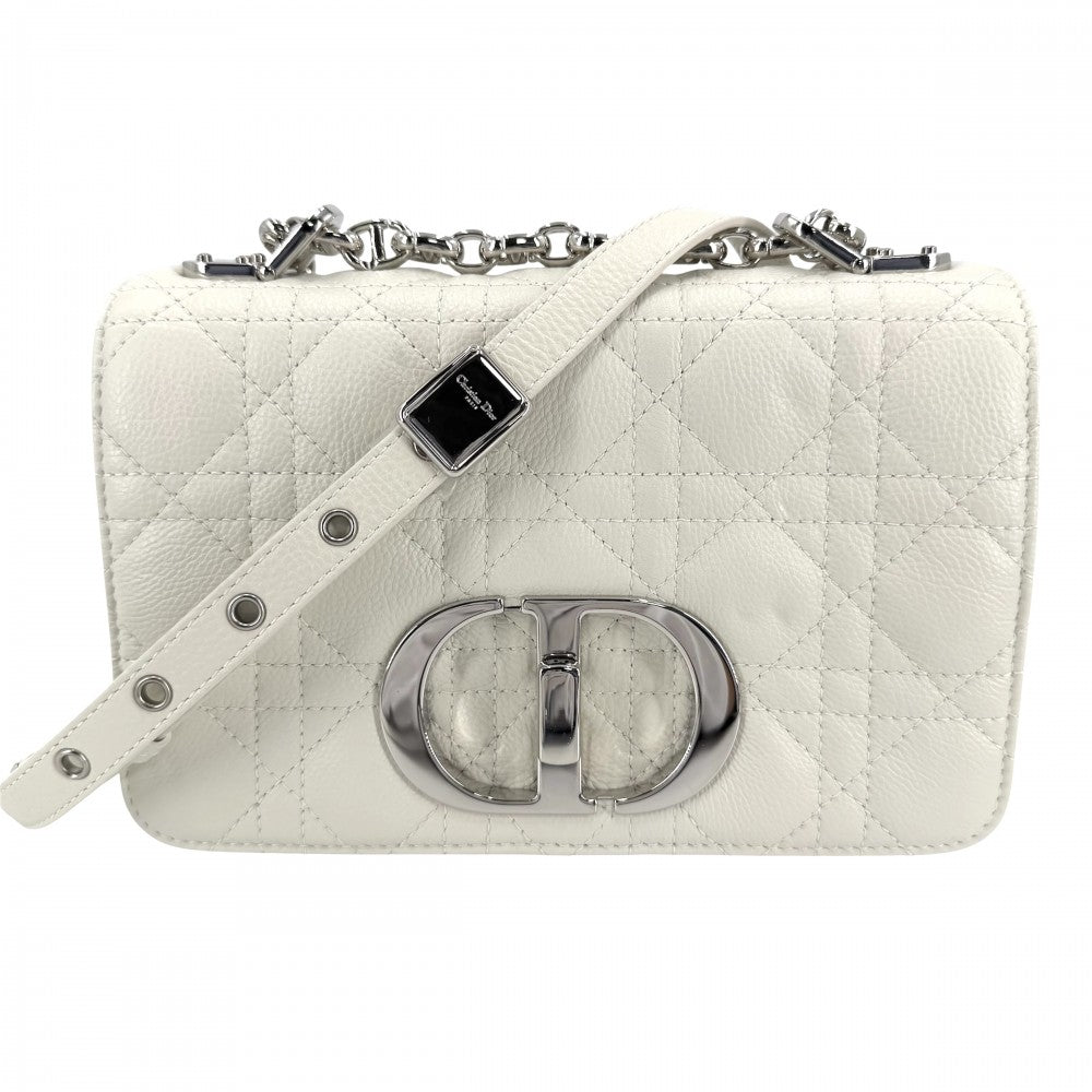 Dior ディオール ショルダーバッグ カナージュ Dior Caro バッグ スモール カロ チェーン レザー かばん 鞄 レザー ホワイト 白 シルバー金具 レディース【中古品】