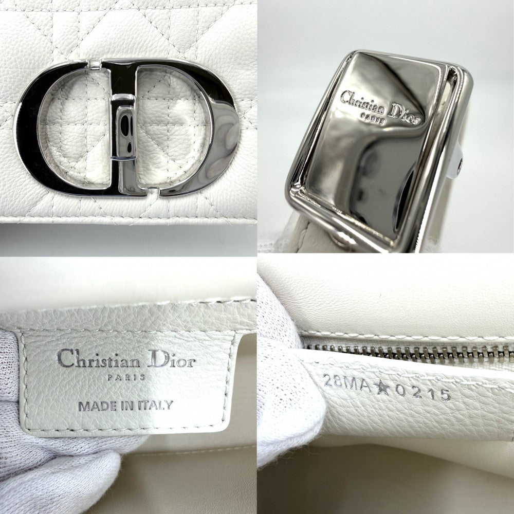 Dior ディオール ショルダーバッグ カナージュ Dior Caro バッグ スモール カロ チェーン レザー かばん 鞄 レザー ホワイト 白 シルバー金具 レディース【中古品】