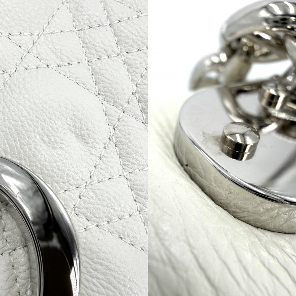 Dior ディオール ショルダーバッグ カナージュ Dior Caro バッグ スモール カロ チェーン レザー かばん 鞄 レザー ホワイト 白 シルバー金具 レディース【中古品】