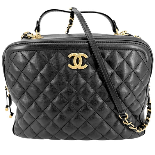CHANEL シャネル 2WAY マトラッセ バニティバッグ チェーンショルダーバッグ ハンドバッグ レザー ブラック 黒 ゴールド金具 レディース【中古品】