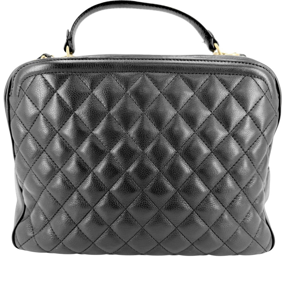 CHANEL シャネル 2WAY マトラッセ バニティバッグ チェーンショルダーバッグ ハンドバッグ レザー ブラック 黒 ゴールド金具 レディース【中古品】