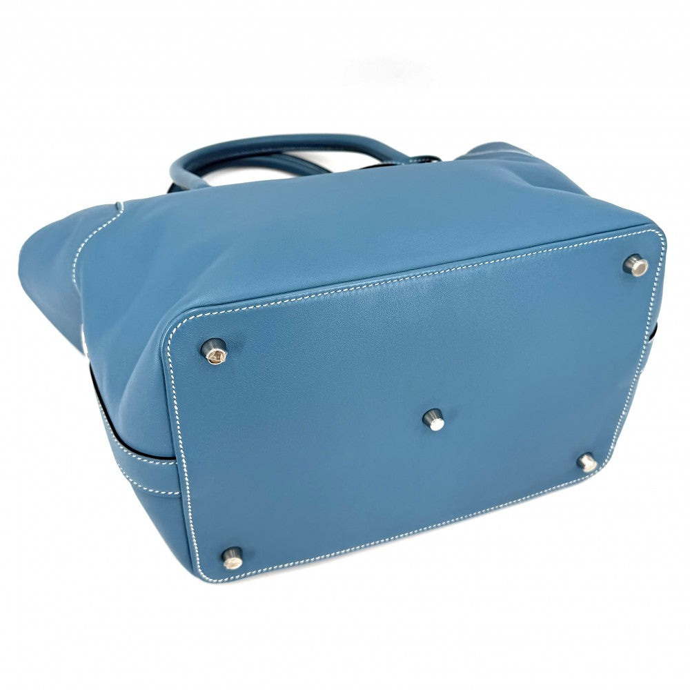 HERMES エルメス 2WAY ツールボックス26 ハンドバッグ ショルダーバッグ □N刻印 レザー ブルー系 シルバー金具 レディース 2010年【中古品】
