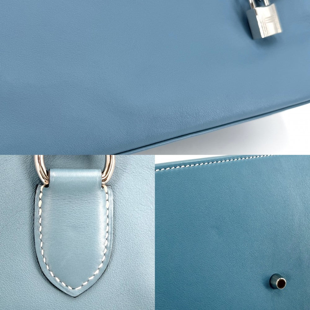 HERMES エルメス 2WAY ツールボックス26 ハンドバッグ ショルダーバッグ □N刻印 レザー ブルー系 シルバー金具 レディース 2010年【中古品】