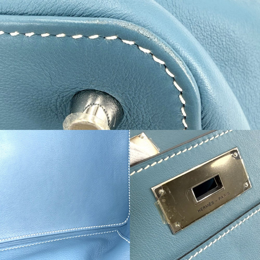 HERMES エルメス 2WAY ツールボックス26 ハンドバッグ ショルダーバッグ □N刻印 レザー ブルー系 シルバー金具 レディース 2010年【中古品】