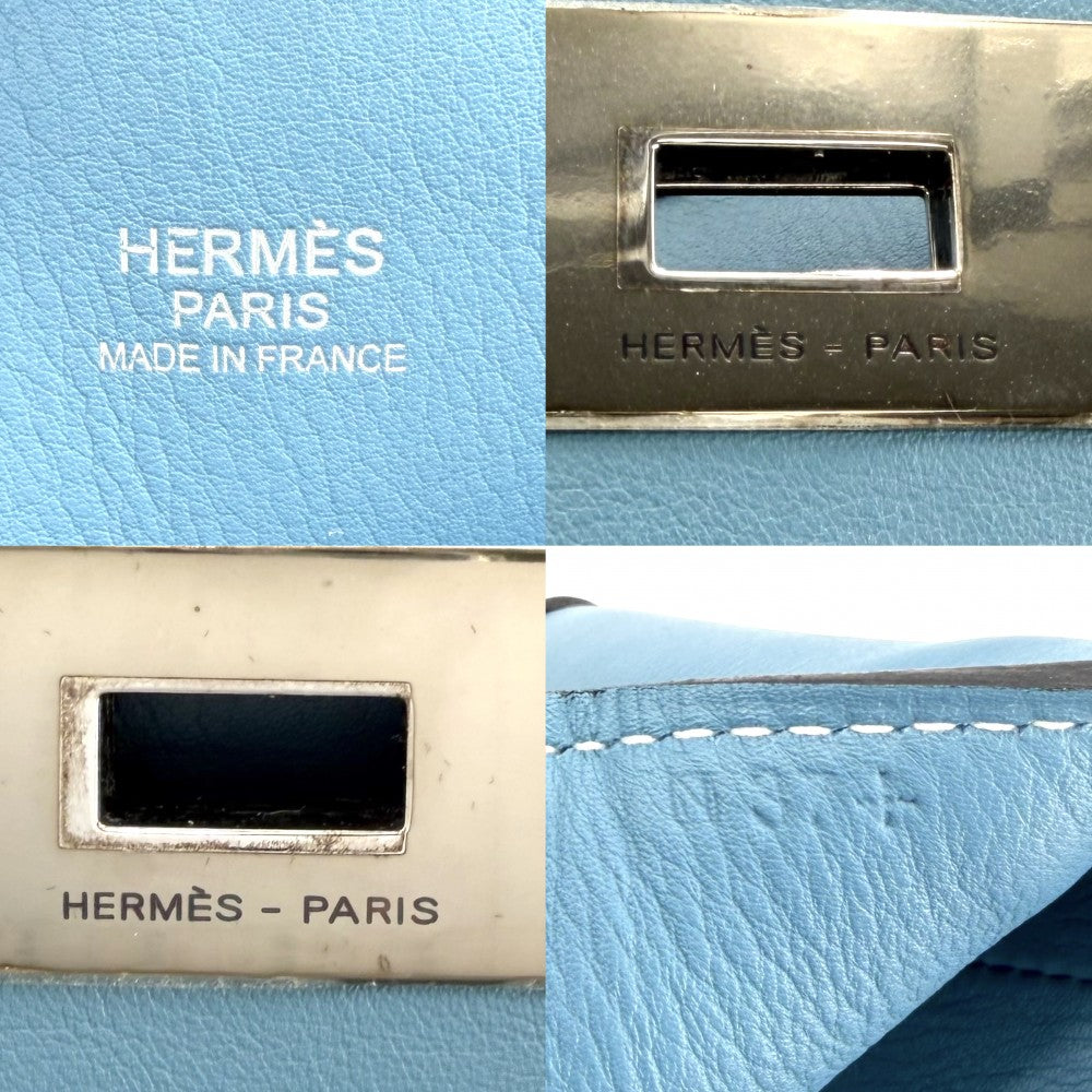 HERMES エルメス 2WAY ツールボックス26 ハンドバッグ ショルダーバッグ □N刻印 レザー ブルー系 シルバー金具 レディース 2010年【中古品】