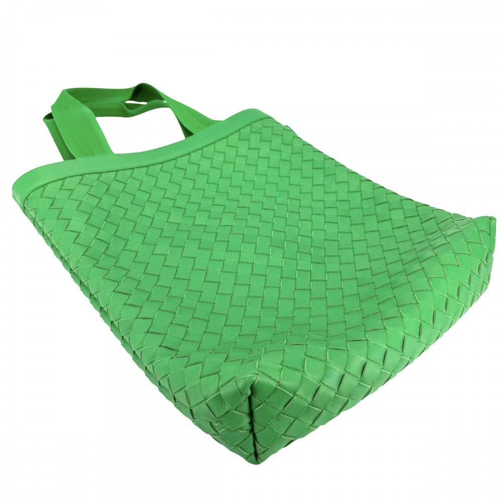 BOTTEGAVENETA ボッテガヴェネタ トートバッグ イントレチャート ハンドバッグ レザー グリーン 緑 シルバー金具 ユニセックス【中古品】