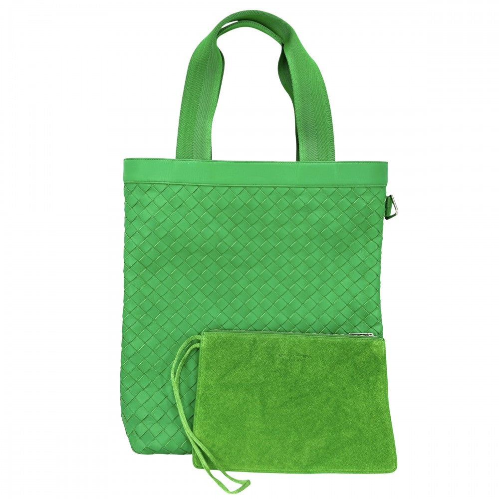 BOTTEGAVENETA ボッテガヴェネタ トートバッグ イントレチャート ハンドバッグ レザー グリーン 緑 シルバー金具 ユニセックス【中古品】