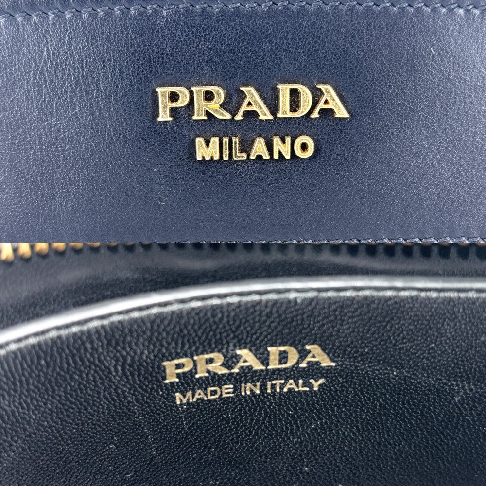 PRADA プラダ ショルダーバッグ エスプラナード バイカラー 1BH043 レザー カーキ ブラック 黒 ゴールド金具 レディース【中古品】
