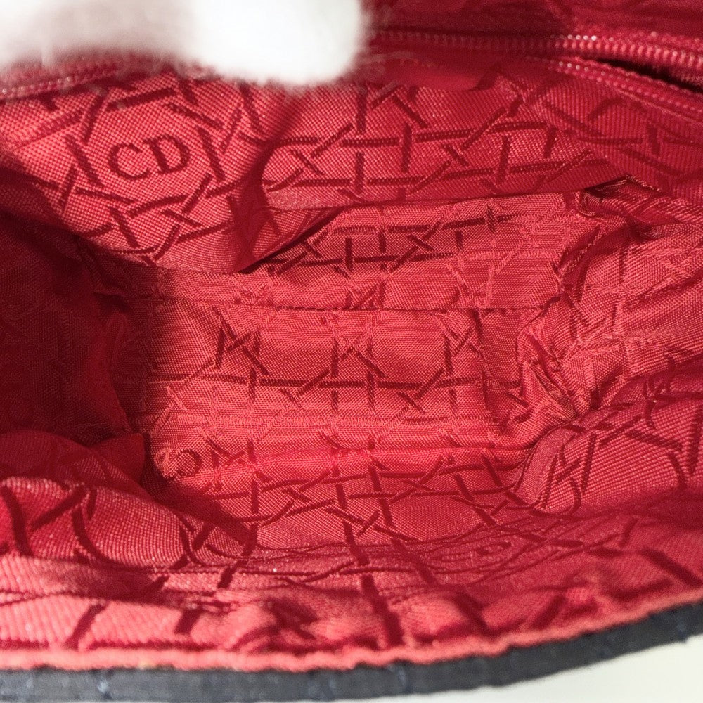Christian Dior クリスチャンディオール ショルダーバッグ カナージュ ナイロン ダークネイビー ゴールド金具 レディース【中古品】