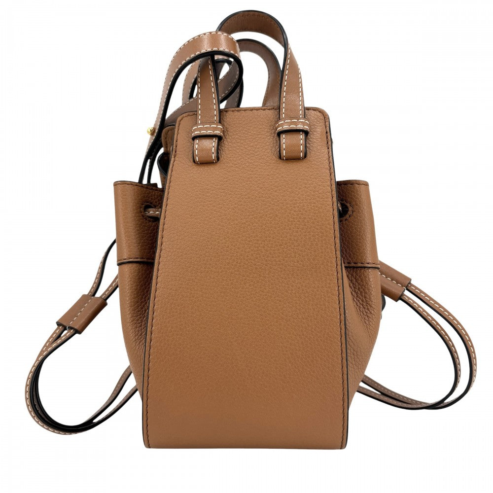 LOEWE ロエベ 2WAY ハンモック ミニ ショルダーバッグ ハンドバッグ カーフ ブラウン 茶 ゴールド金具 レディース【中古品】
