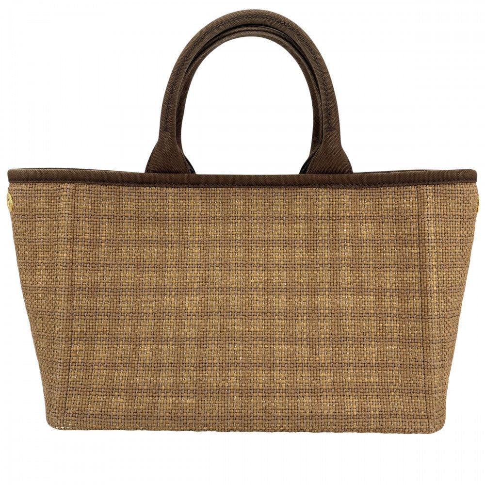 PRADA プラダ 2WAY ショルダーバッグ ハンドバッグ トライアングルロゴ かごバッグ 1BG155 キャンバス ストロー ブラウン 茶 レディース【中古品】