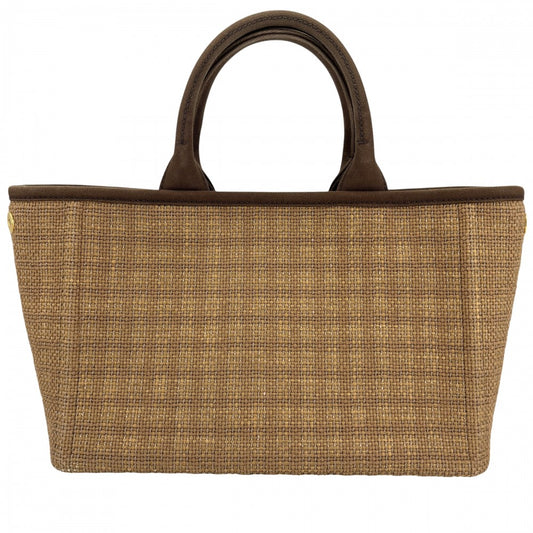 PRADA プラダ 2WAY ショルダーバッグ ハンドバッグ トライアングルロゴ かごバッグ 1BG155 キャンバス ストロー ブラウン 茶 レディース【中古品】
