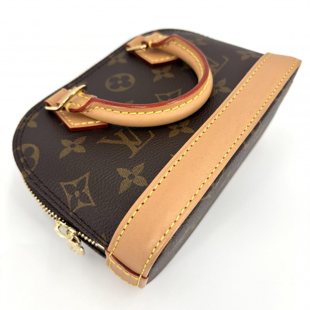 LOUIS VUITTON ルイヴィトン 2WAY モノグラム ナノ・アルマ ハンドバッグ ショルダーバッグ 小さめ ミニバッグ M82717 ブラウン 茶 ゴールド金具 レディース【中古品】