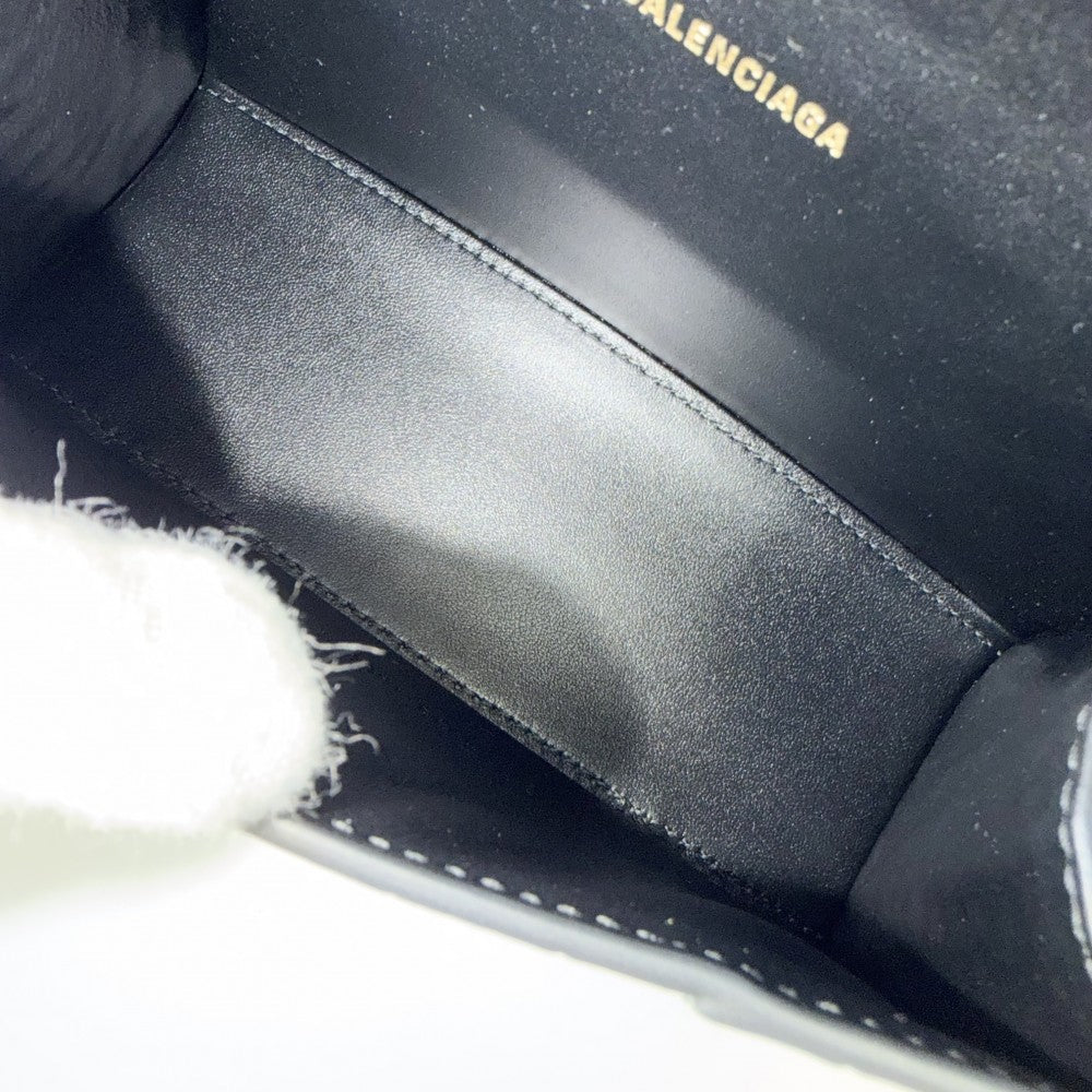 BALENCIAGA バレンシアガ 2WAY アワーグラス　XS ハンドバッグ ショルダーバッグ HOURGLASS クロコ型押し トップハンドル 592833 レザー ブラック 黒 アンティークゴールド金具 レディース【中古品】