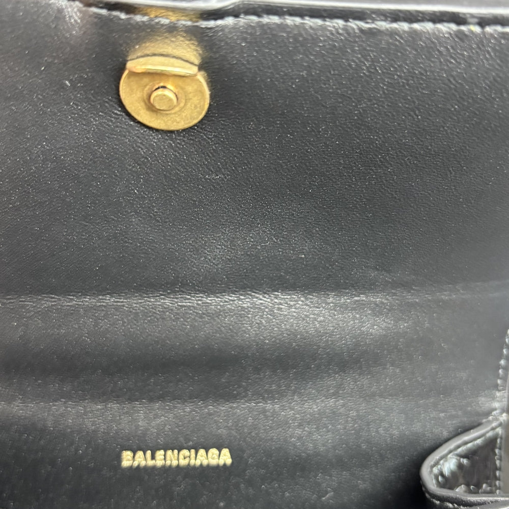 BALENCIAGA バレンシアガ 2WAY アワーグラス　XS ハンドバッグ ショルダーバッグ HOURGLASS クロコ型押し トップハンドル 592833 レザー ブラック 黒 アンティークゴールド金具 レディース【中古品】