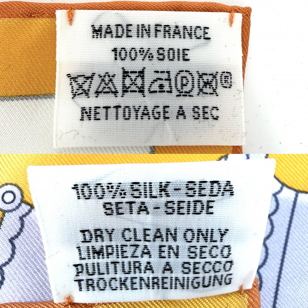 HERMES エルメス スカーフ カレ90 TEA FOR TWO ティー・フォー・トゥー 大判 ファッションアイテム シルク オレンジ マルチカラー レディース【中古品】