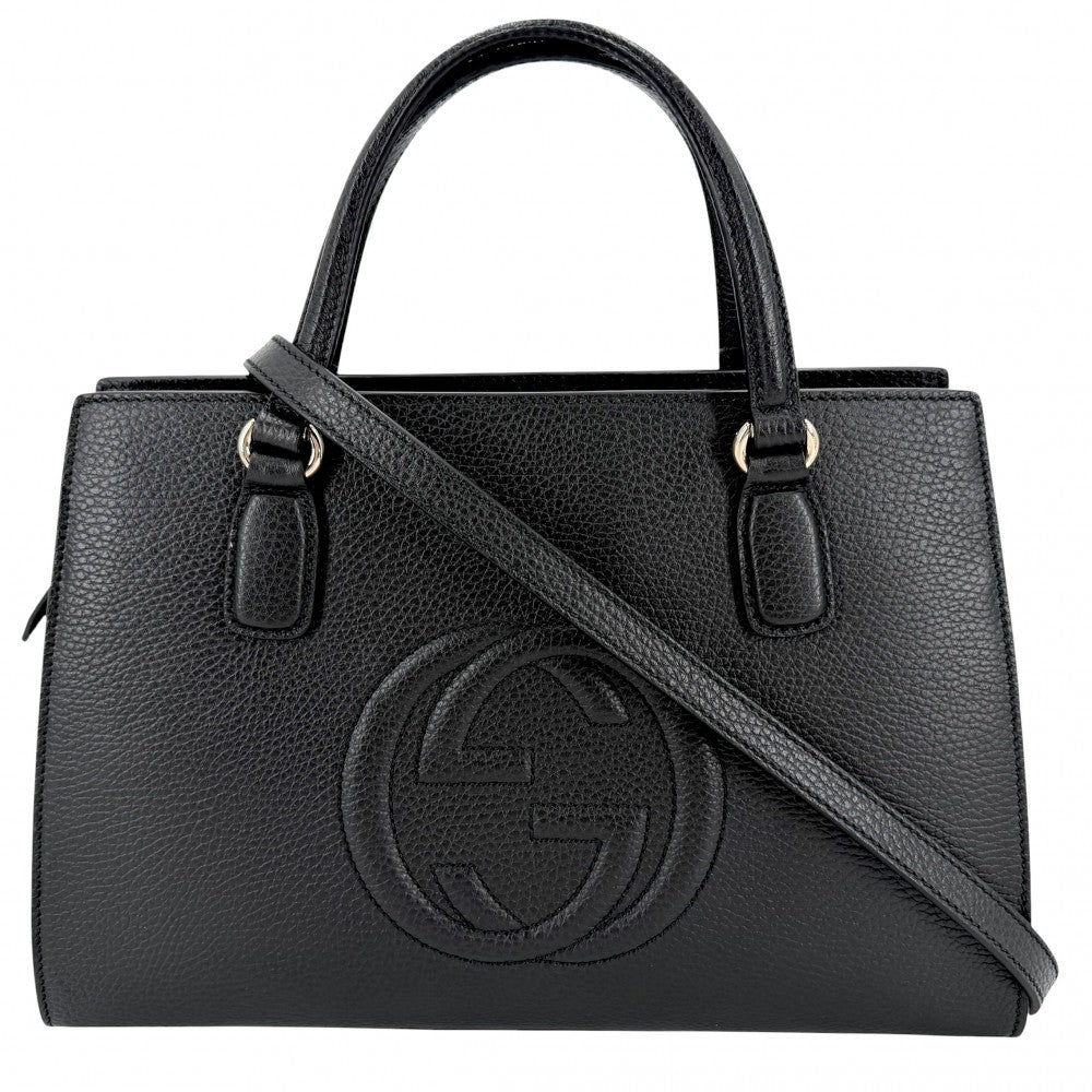 GUCCI グッチ 2WAY ハンドバッグ ショルダーバッグ ソーホー インターロッキングG 431571 レザー ブラック 黒 ゴールド金具 レディース【中古品】