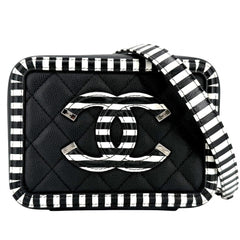 CHANEL シャネル ショルダーバッグ マトラッセ CCフィリグリー ミニ ストライプ チェーン スクエア キャビアスキン ブラック 黒 ゴールド金具 レディース【中古品】