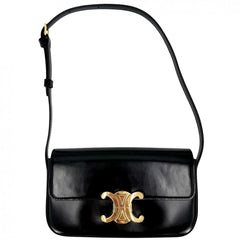 CELINE セリーヌ ショルダーバッグ トリオンフ クロード ミニバッグ レザー ブラック 黒 ゴールド金具 レディース【中古品】