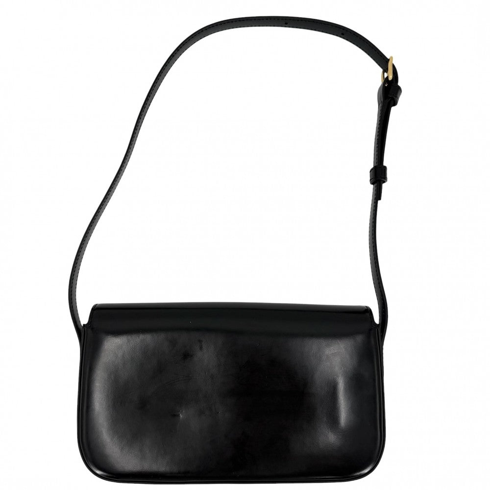 CELINE セリーヌ ショルダーバッグ トリオンフ クロード ミニバッグ レザー ブラック 黒 ゴールド金具 レディース【中古品】