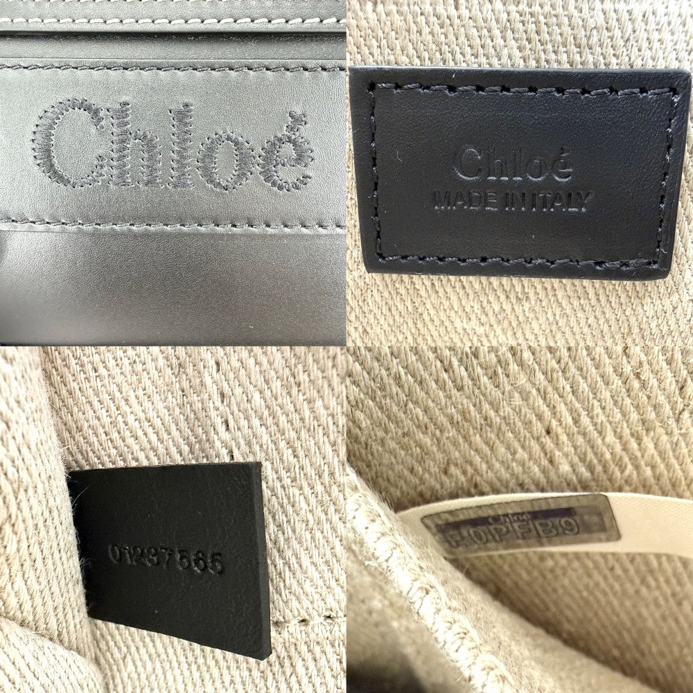 Chloe クロエ 2WAY WOODY　ウッディ ミニ トートバッグ ミニハンドバッグ ショルダーバッグ CHC22AP237 レザー ブラック 黒 レディース【中古品】