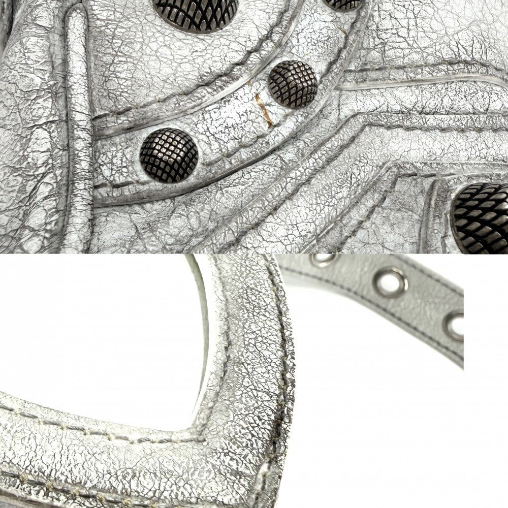 BALENCIAGA バレンシアガ ショルダーバッグ ミラー付き ル・カゴールXS LE CAGOLE 671309 レザー グレー シルバー金具 レディース【中古品】