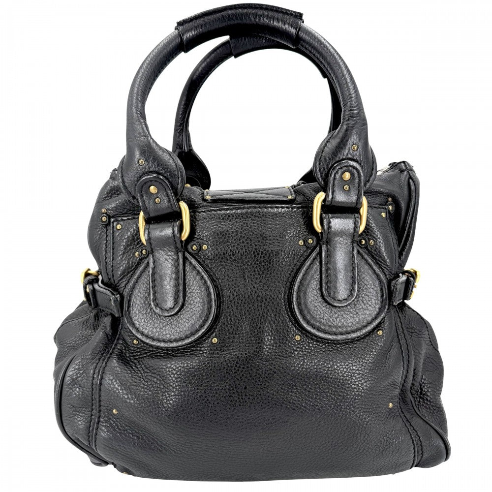 Chloe クロエ ハンドバッグ パディントン かばん 鞄 レザー ブラック 黒 ゴールド×シルバー金具 レディース【中古品】